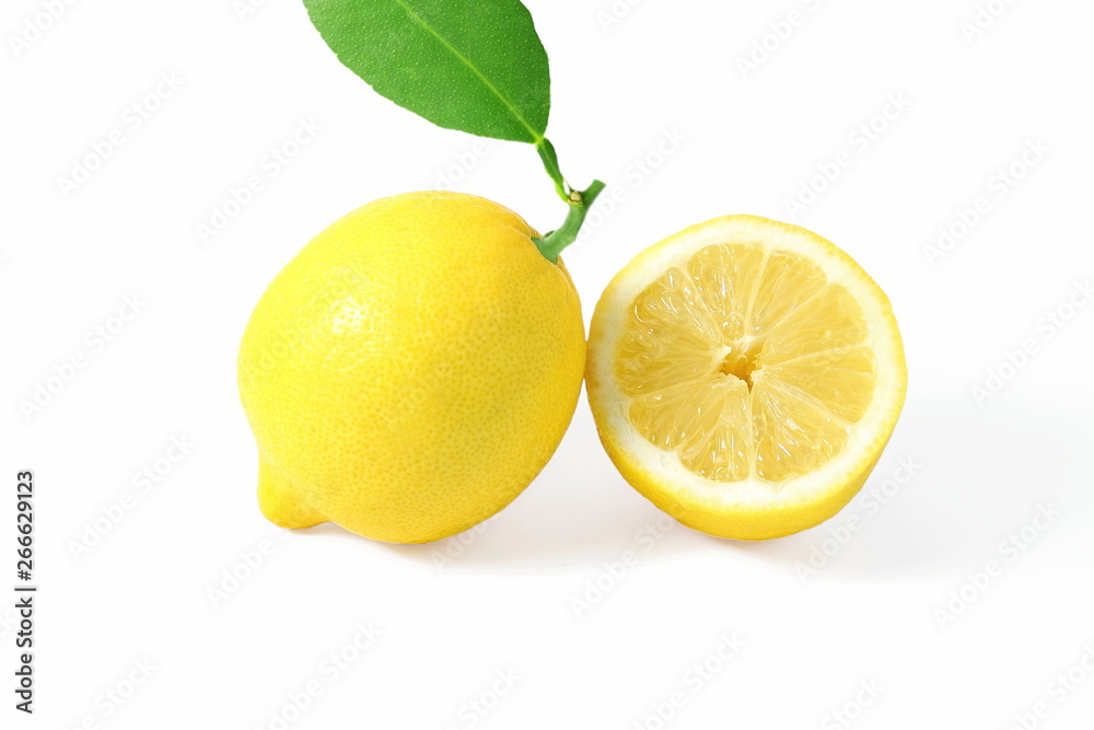 fresh lemon lime citrus fruit in white background