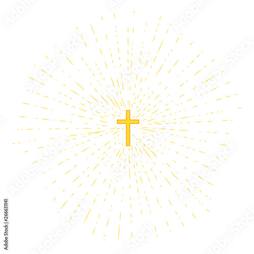 Cross on yellow background