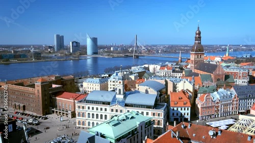 Aerial view of Riga center from St. Peter's Church, Riga, Latvia
