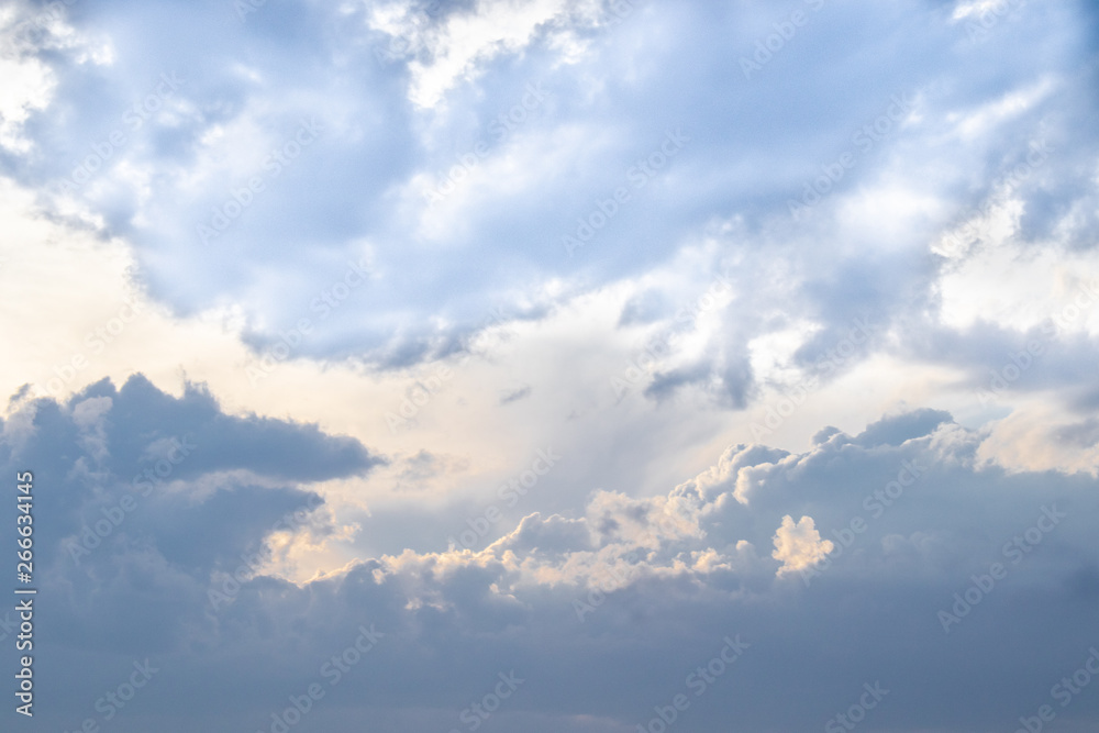 Blue sky with big clouds after a thunderstorm. The sky with clouds. Blue sky with big clouds after a thunderstorm. The sky with clouds.
