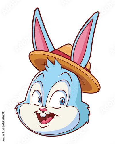 Cute easter bunny portrait with hat isolated
