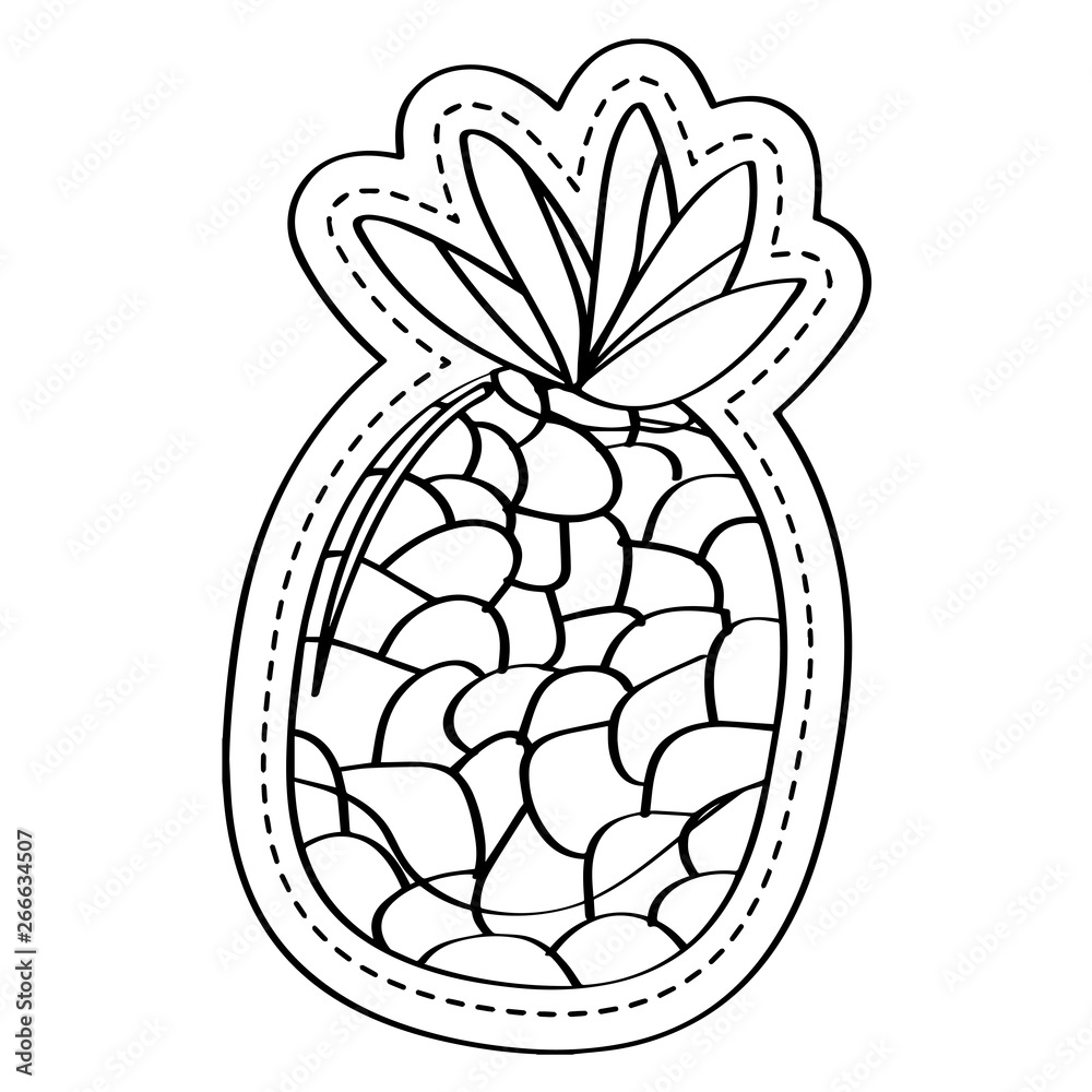 Pineapple icon dotted sticker. Vector illustration design Pineapple icon dotted sticker. Vector illustration design