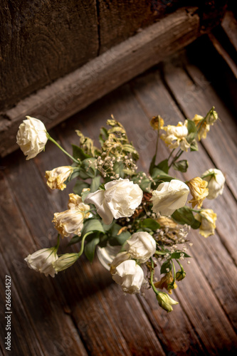 Close-Up Of Wilted White Rose