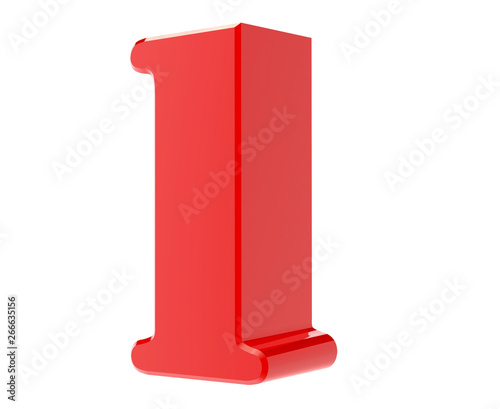 3d red number 1 on white background 3d rendering