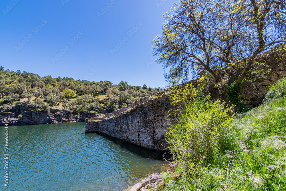 landscape on the banks of the lozoya river. Buitrago de Lozoya Madrid Spain