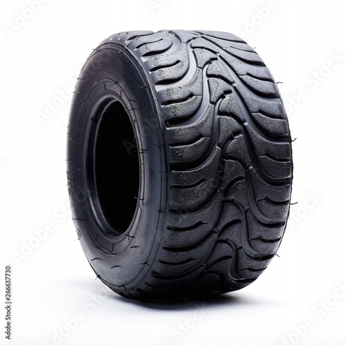 Sports summer tire for children karting on white background