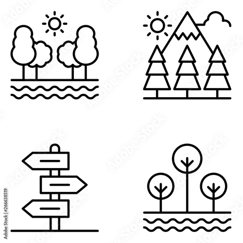 Park Vector Line Icon Set