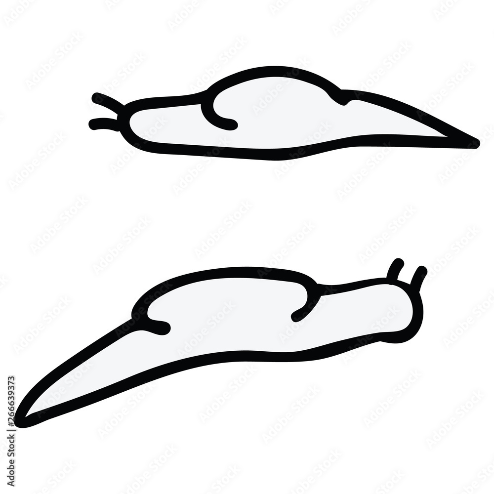 Cute slug lineart cartoon vector illustration motif set. Hand drawn ...