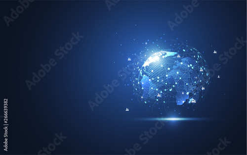 Global network connection. World map point and line composition concept of global business. Vector Illustration