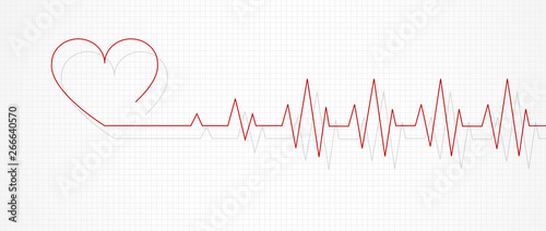 Heart pulse line for banner. Vector illustration