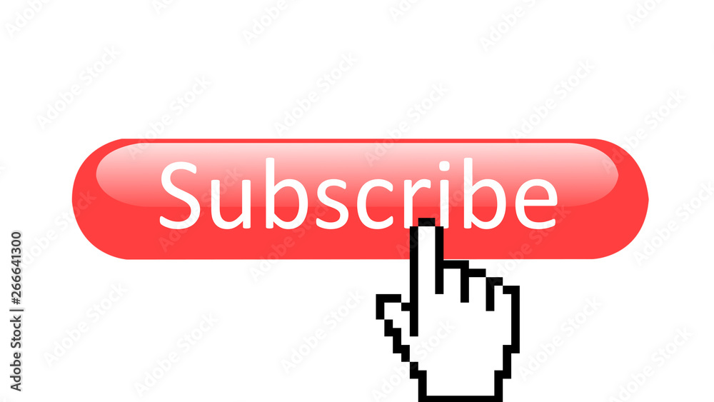 Mouse arrow click on red subscribe button to show how to become subscribed Mouse arrow click on red subscribe button to show how to become subscribed