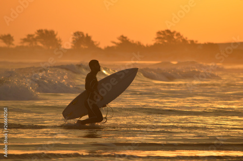 silhouette of surfer