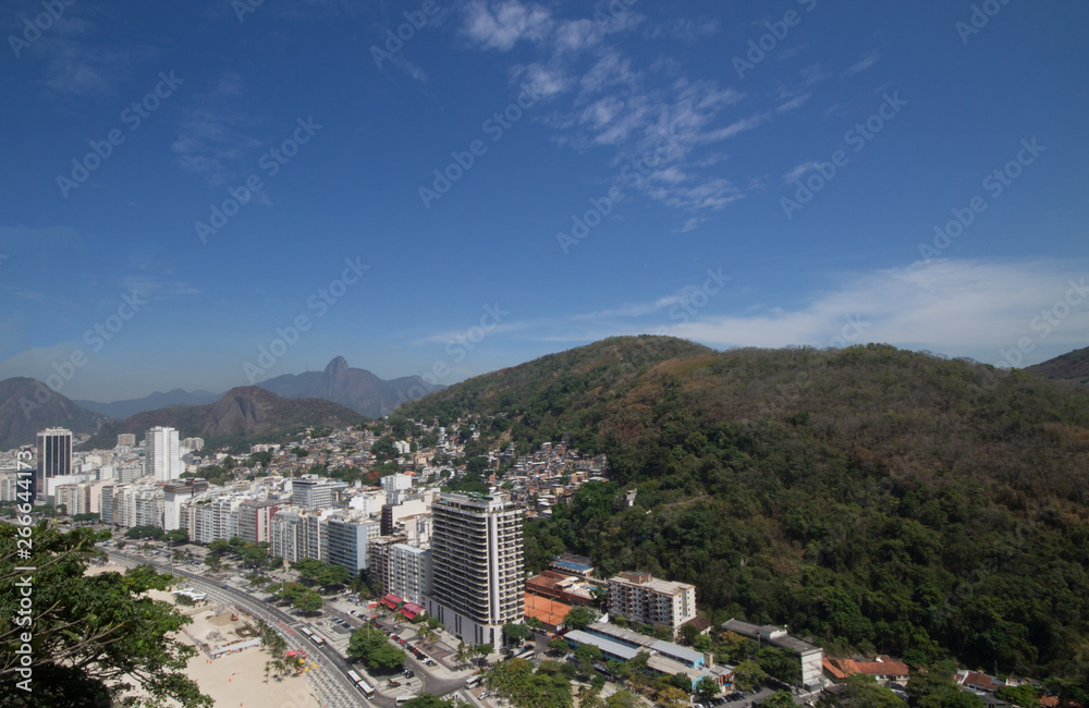 Rio de Janeiro Brazil - Leme neighborhood with slums in the background