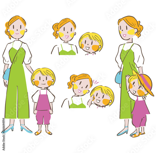仲良し　母と子ども　お出かけ　表情集　セット