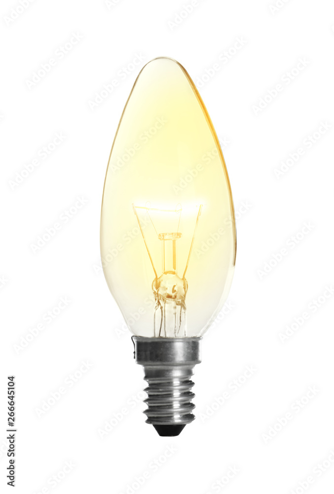New incandescent light bulb for lamp on white background New incandescent light bulb for lamp on white background