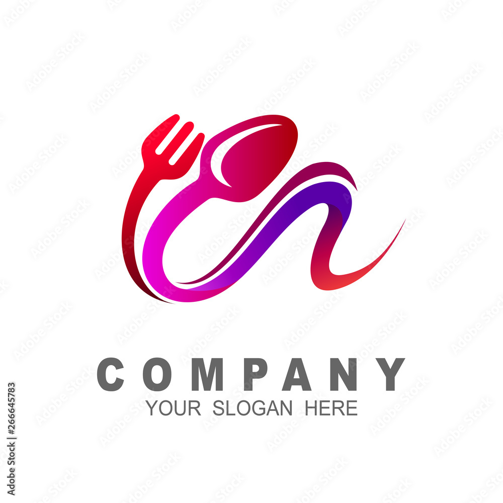 Letter w fork and spoon logo template