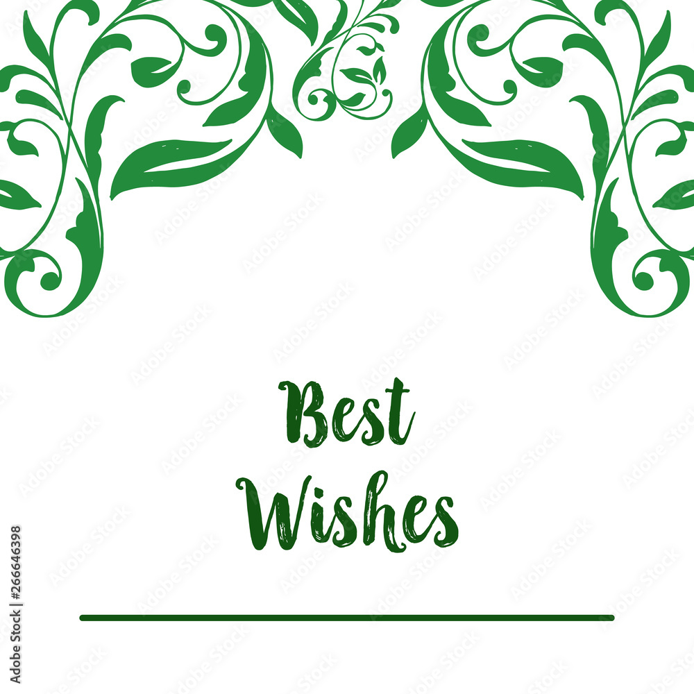 Vector illustration card best wishes with various crowd of green leafy flower frames Vector illustration card best wishes with various crowd of green leafy flower frames
