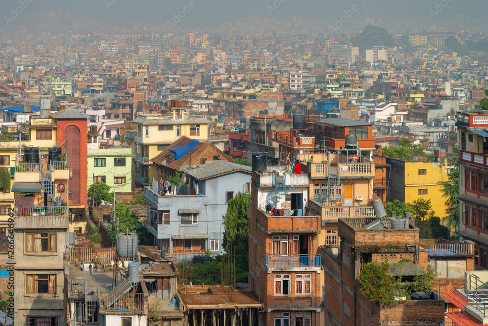 Kathmandu cityscape scenery view from rooftop in a hotel, Nepal