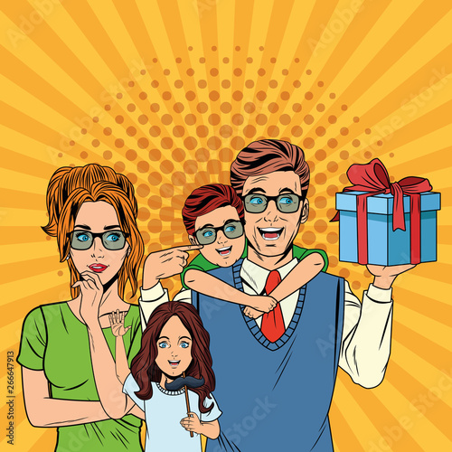 Fathers day pop art cartoons