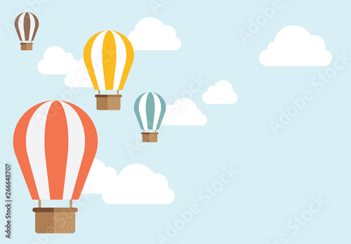 vector colorful hot air balloon in the blue sky