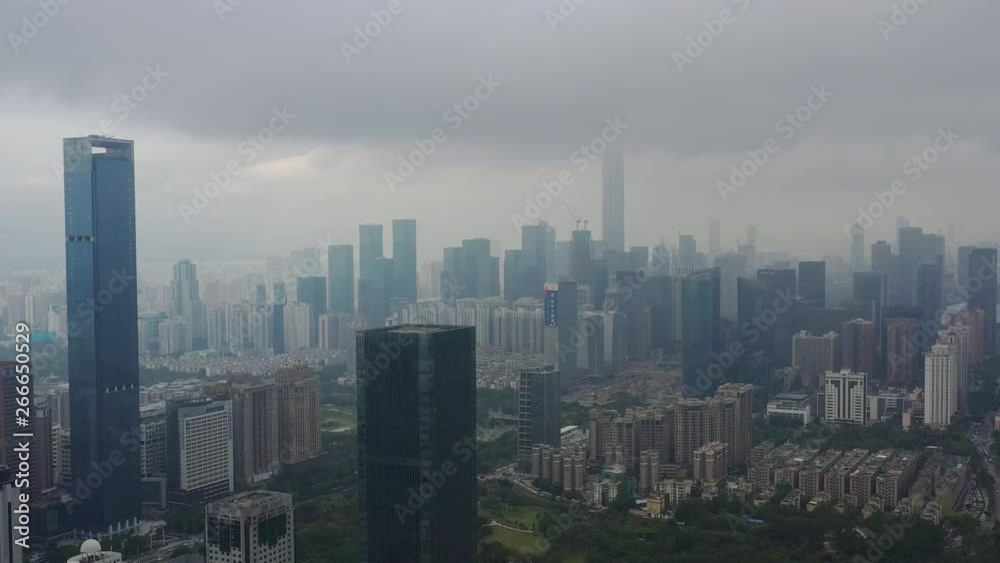 day time flight over shenzhen city downtown aerial panorama 4k china day time flight over shenzhen city downtown aerial panorama 4k china