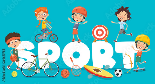 Vector Illustration Of Children Sport Background