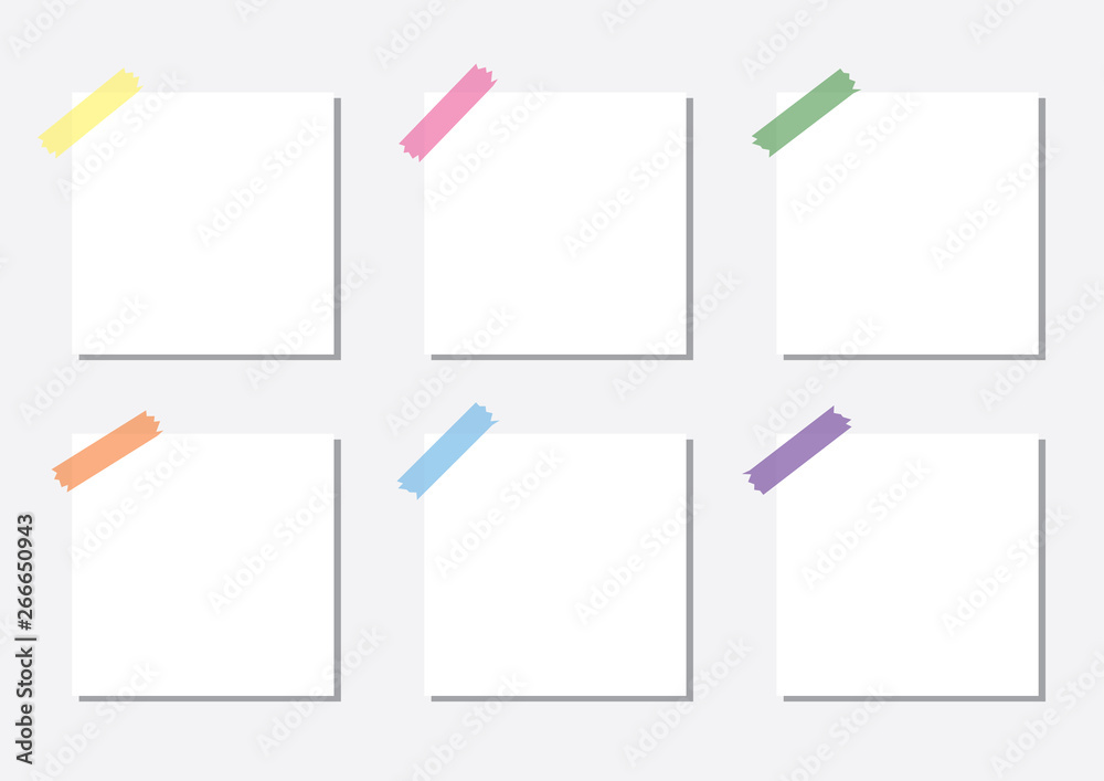 6 white paper notes vector, eps10 illustration. 6 white paper notes vector, eps10 illustration.