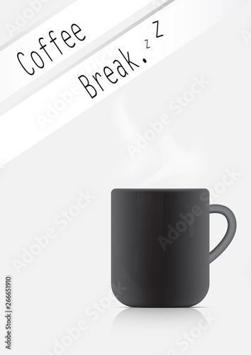 A cup of coffee in realistic vector, illustration.  Hot coffee on grey background. photo