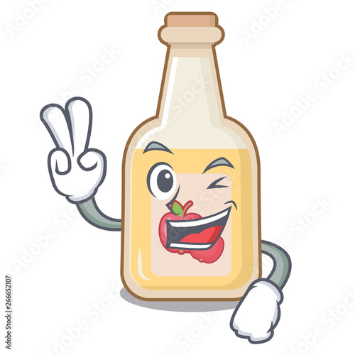 Two finger apple cider isolated with the mascot