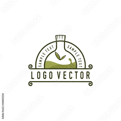 essential oil bottle vintage logo vector