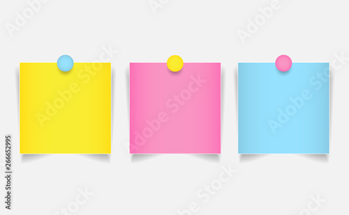 Color paper note on white background