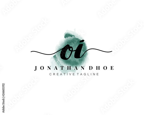 O I OI Initial watercolor logo on white background. Logo template vector