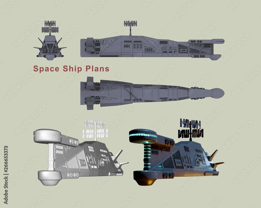 Fototapeta premium Plans Space Ship.
