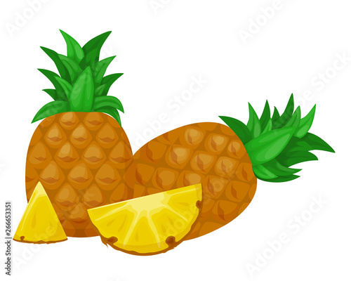 Pineapple fruit with round sliced slices. Fruits for healthy lifestyle.