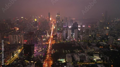 Wallpaper Mural night time illumination shenzhen cityscape traffic street aerial panorama 4k china Torontodigital.ca