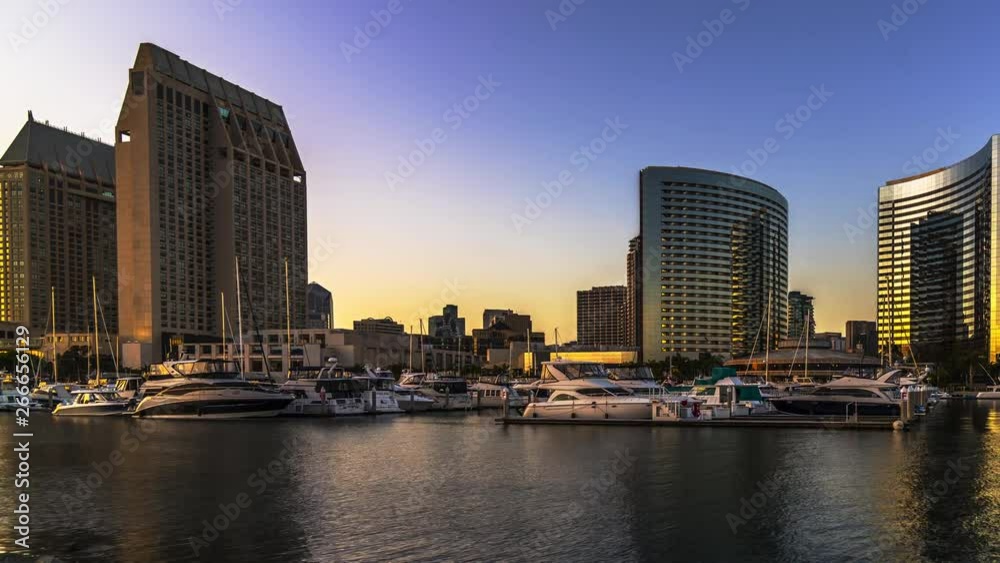 San Diego Skyline from Sea port Village Day to Night Time-Lapse San Diego Skyline from Sea port Village Day to Night Time-Lapse