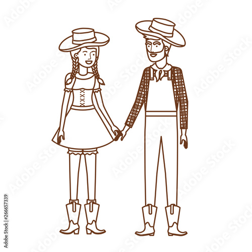 farmers couple talking with straw hat