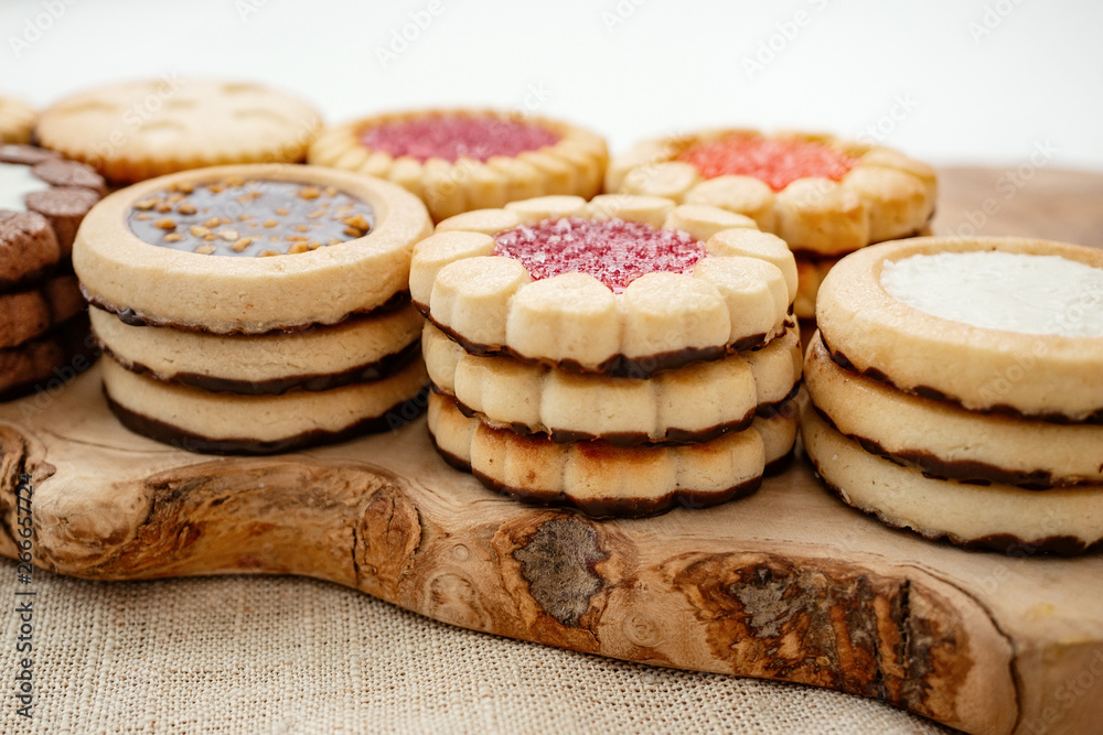 Homemade biscuit biscuits with various fillings. Assorted Close-up. Homemade biscuit biscuits with various fillings. Assorted Close-up.