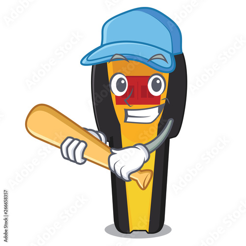 Playing baseball stud finder isolated with the character