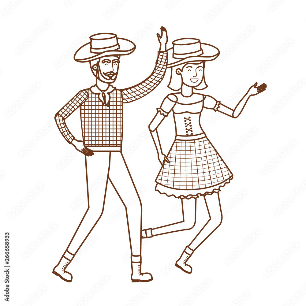 farmers couple dancing with straw hat farmers couple dancing with straw hat