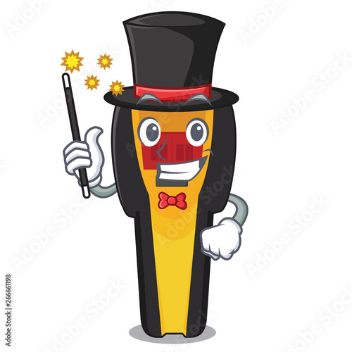 Magician stud friends above wooden cartoon table