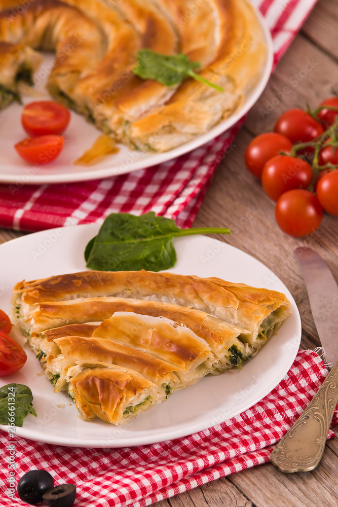 Spanakopita, greek spinach pie. Spanakopita, greek spinach pie.