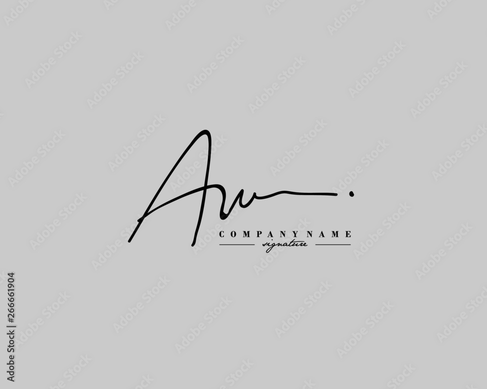 Foto A W AW Signature initial logo template vector