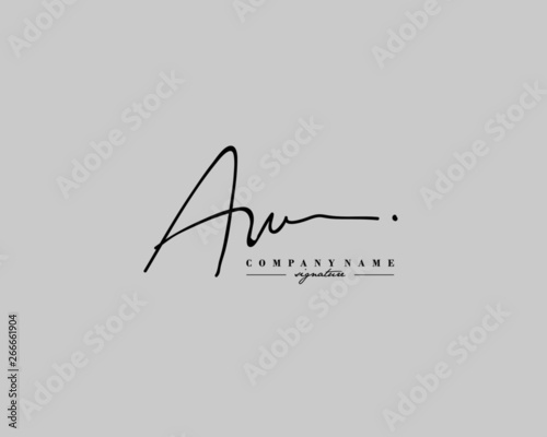A W AW Signature initial logo template vector