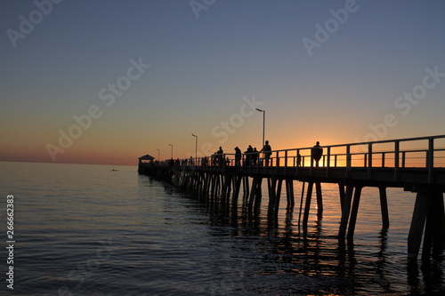Silhouette of Henley Beach pier at dusk in Adelaide South Australia © Rafael Ben-Ari
