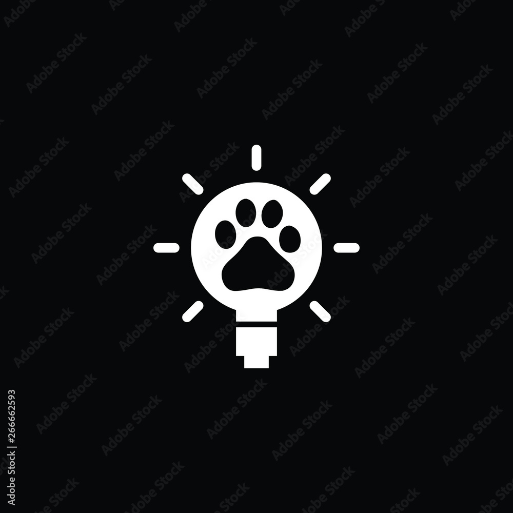 Bulb Tips with Paw Print in white logo vector Bulb Tips with Paw Print in white logo vector