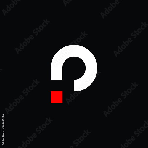 P letter creative logo in red and white vector photo