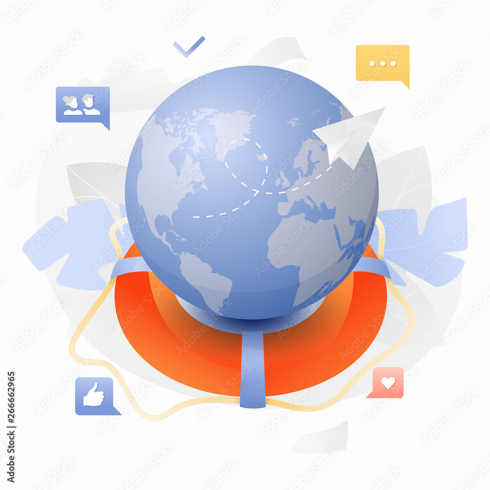 Globe on Ring Buoy Vector Illustration Globe on Ring Buoy Vector Illustration