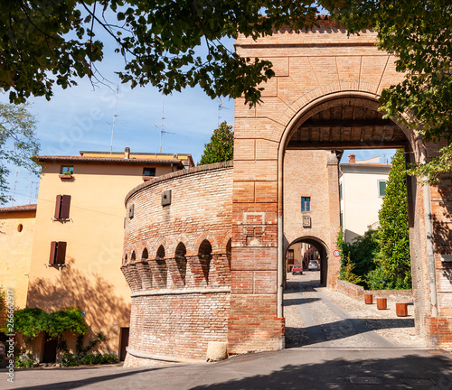 Dozza Italy: Detail of the ancient village. City in the Emilia Romagna region famous for its murals and the castle photo