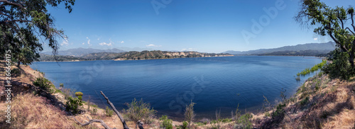 landscape of Lake Cachuma and surrounding mountains in California